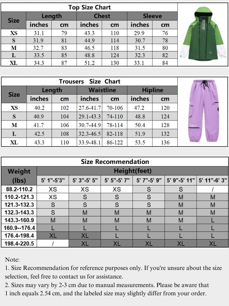 XwXwSeui Men Women Waterproof Insulated Snow Suits-Green Series