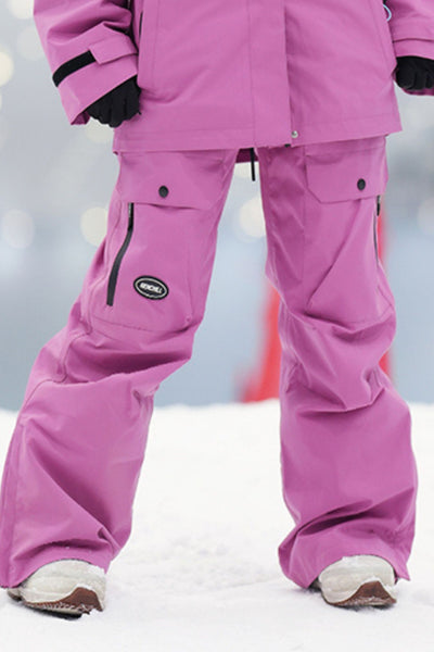 XwXwSeui Mens Womens Insulated Loose Windproof Waterproof Solid Ski Pants