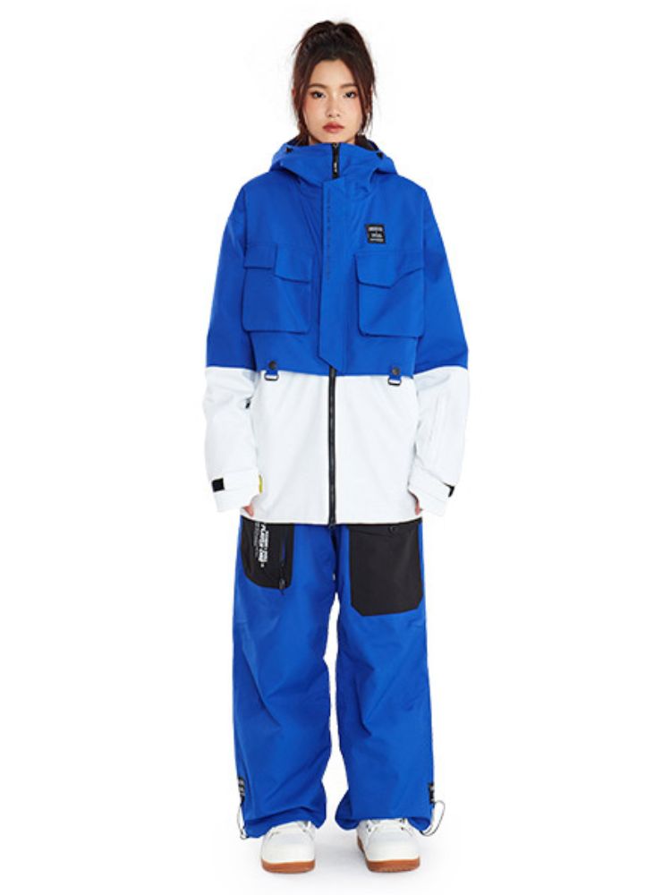 XwXwSeui Men Women Loose Colorblock Ski Pants