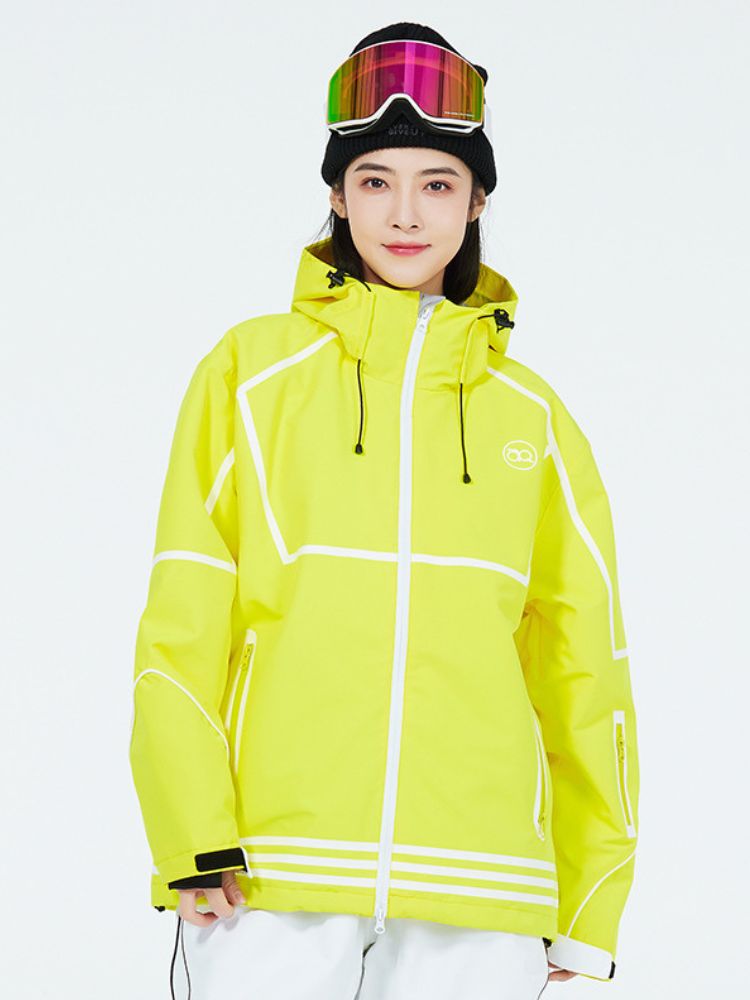 XwXwSeui Men Women Lines Hooded Snow Jacket