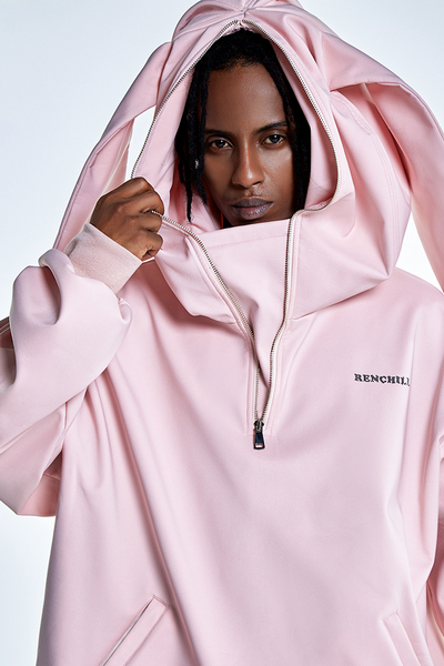 XwXwSeui Women Men Hoodie Rabbit Ears Loose Waterproof Thin velvet  Hoodie