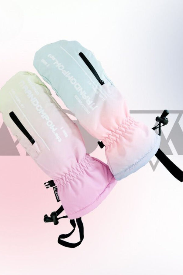 XwXwSeui Men Women Gradient Color Insulated Snow Mittens