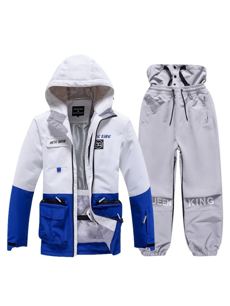 XwXwSeui Men Women Windproof Insulated Snow Suits-Blue Series