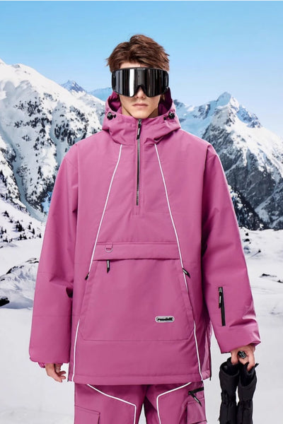 XwXwSeui Men's Women's Insulated Half Zipper Fashion Hooded Skiing Jackets