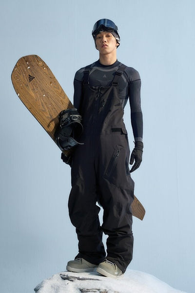 XwXwSeui Men Women Fleeced Shoulder Straps Breathproof Solid Snow Bibs