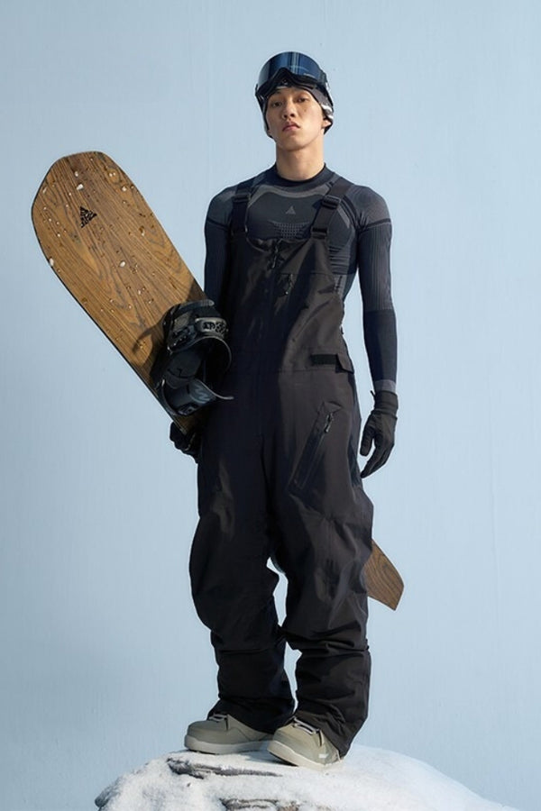 XwXwSeui Men Women Fleeced Shoulder Straps Breathproof Solid Snow Bibs