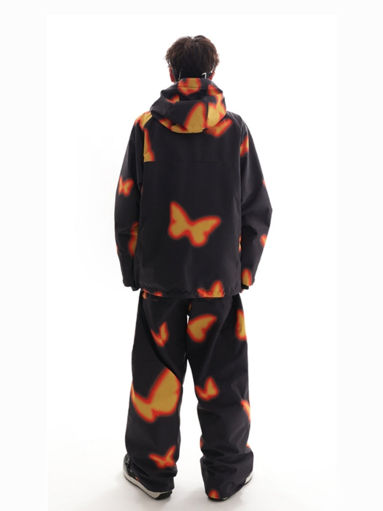 XwXwSeui Men Women Flame Butterfly Insulated Ski Suits