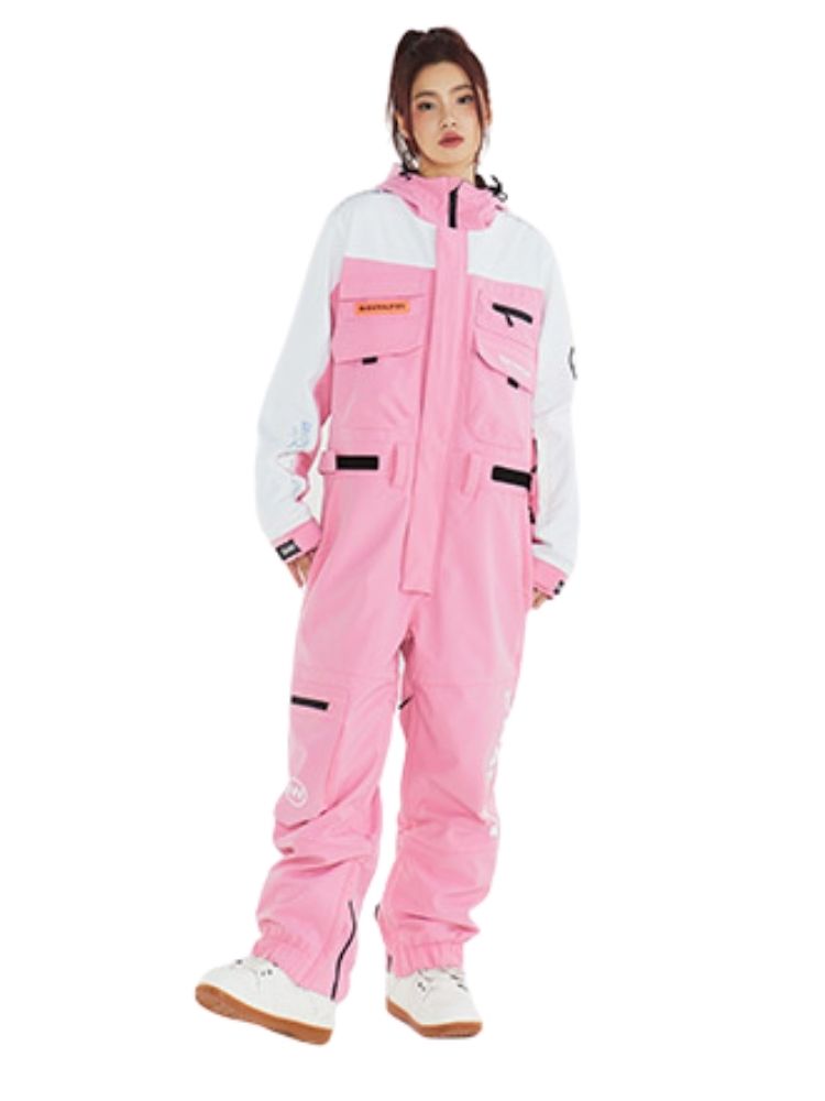 XwXwSeui Men Women Insulated Hood Windproof Ski Jumpsuit