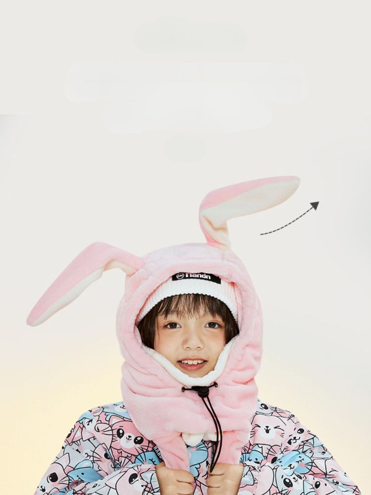 XwXwSeui Kids Plush Jumping Ear Snow Helmet Hood