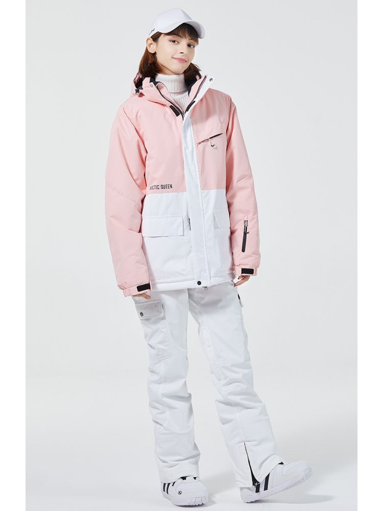 XwXwSeui Women Pink Insulated Snow Jacket