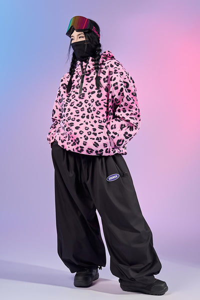 Doorek Pink Leopard Baggy Ski Suits for Men Women