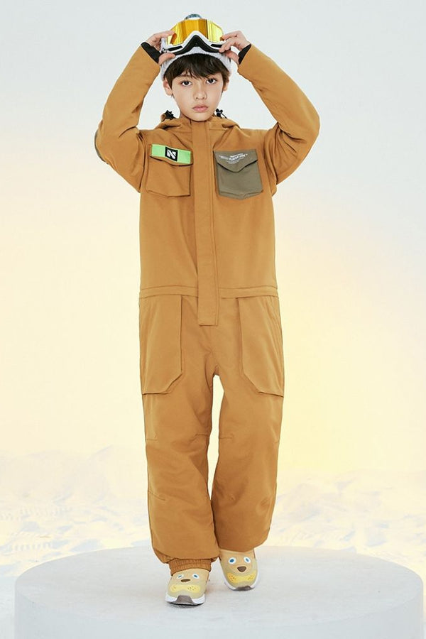 XwXwSeui Kids Insulated Waterproof Hooded Ski Jumpsuit