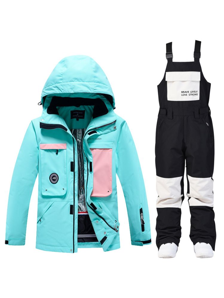 XwXwSeui Men Women Outdoor Windproof Snow Suits-Black Series