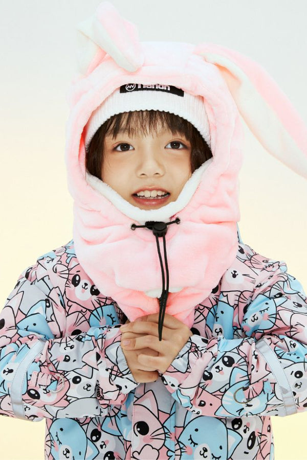 XwXwSeui Kids Plush Jumping Ear Snow Helmet Hood