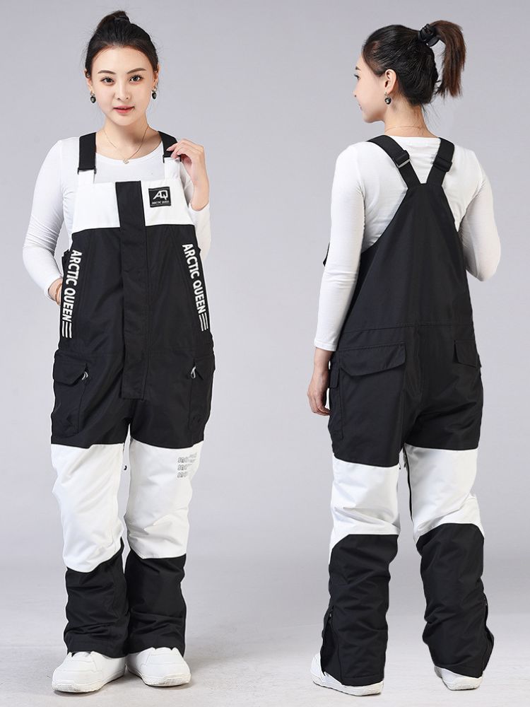 XwXwSeui Men Women Colorblock Shell Snow Bibs