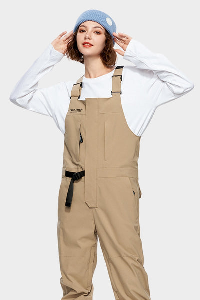 XwXwSeui Men Women Colorblock Waterproof Snow Bibs