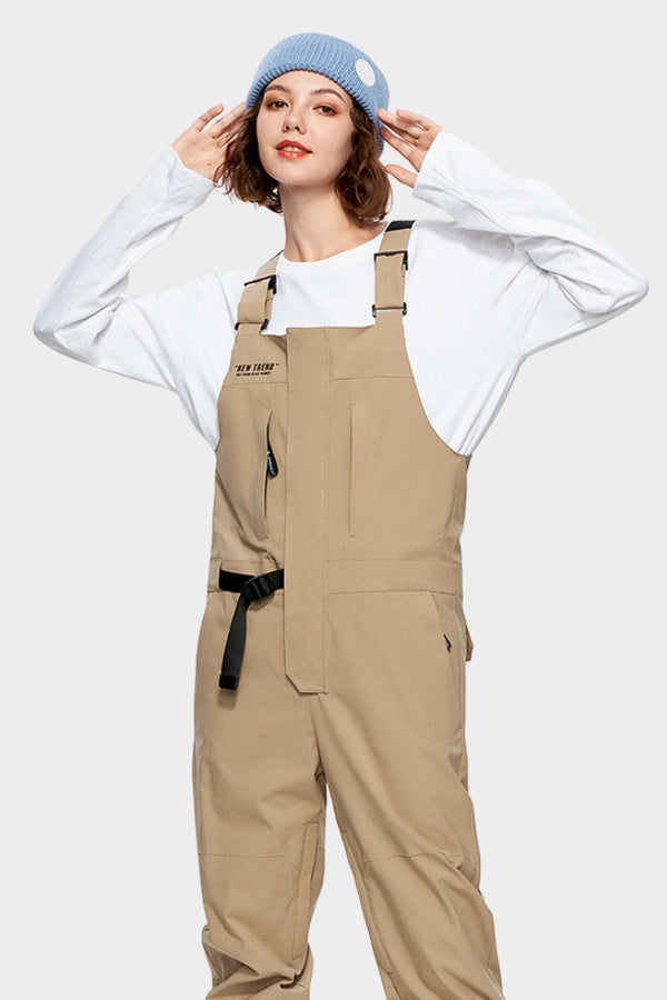 XwXwSeui Men Women Colorblock Waterproof Snow Bibs