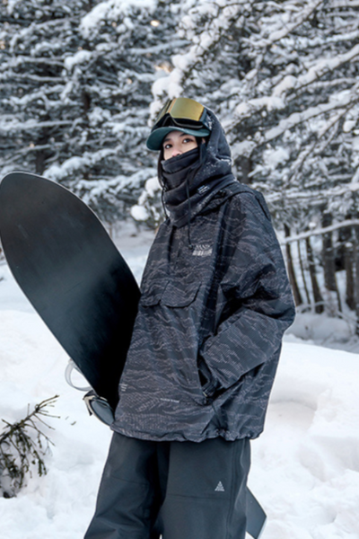 XwXwSeui メンズ レディース フード付き ハーフジッパー スノージャケット