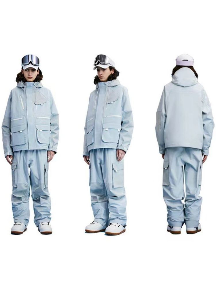 XwXwSeui Men Women 3L Blue Shell Snow Suits