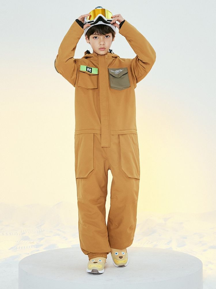 XwXwSeui Kids Insulated Waterproof Hooded Ski Jumpsuit