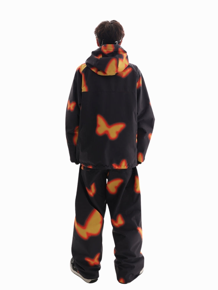 XwXwSeui Men Women Flame Butterfly Baggy Ski Pants