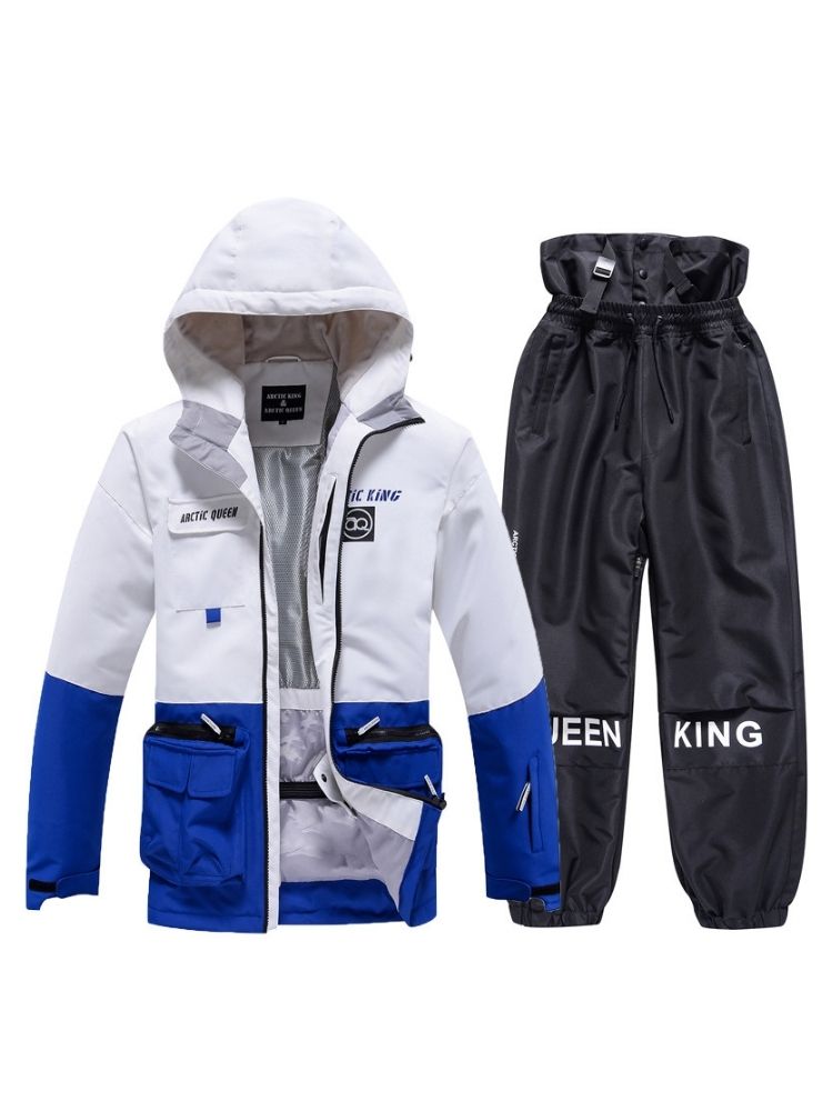 XwXwSeui Men Women Windproof Insulated Snow Suits-Blue Series