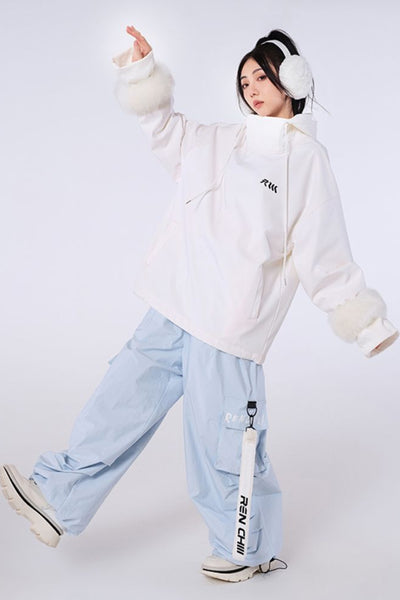 XwXwSeui Women Classic Solid Color Wool Sleeve Single Board Double Board Ski Suits