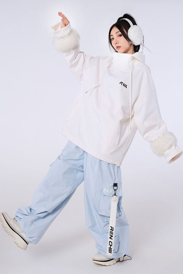 XwXwSeui Women Classic Solid Color Wool Sleeve Single Board Double Board Ski Suits