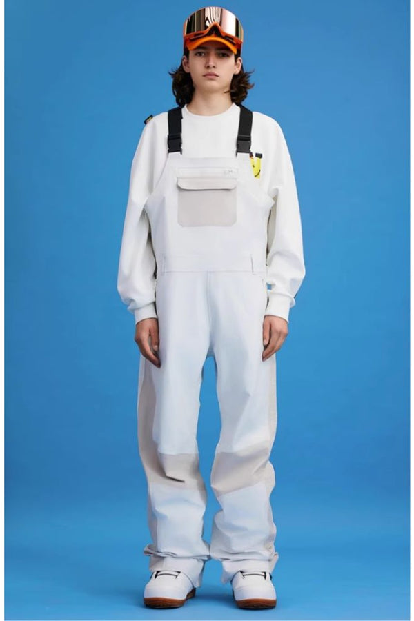 XwXwSeui Men Women 3L Colorblock Baggy Snow Bibs