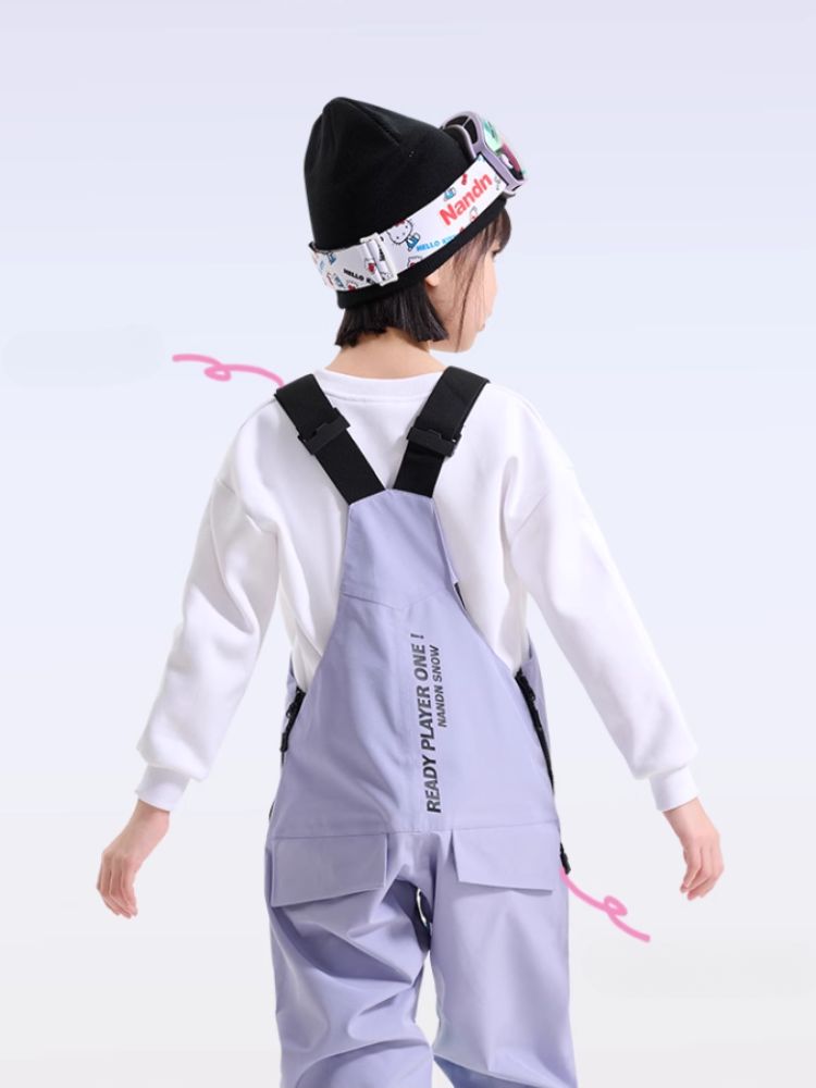 XwXwSeui Kids Colorblock Waterproof Baggy Snow Bibs