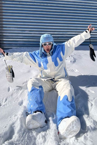 XwXwSeui Men Women Insulated Milk Pattern Ski Suits