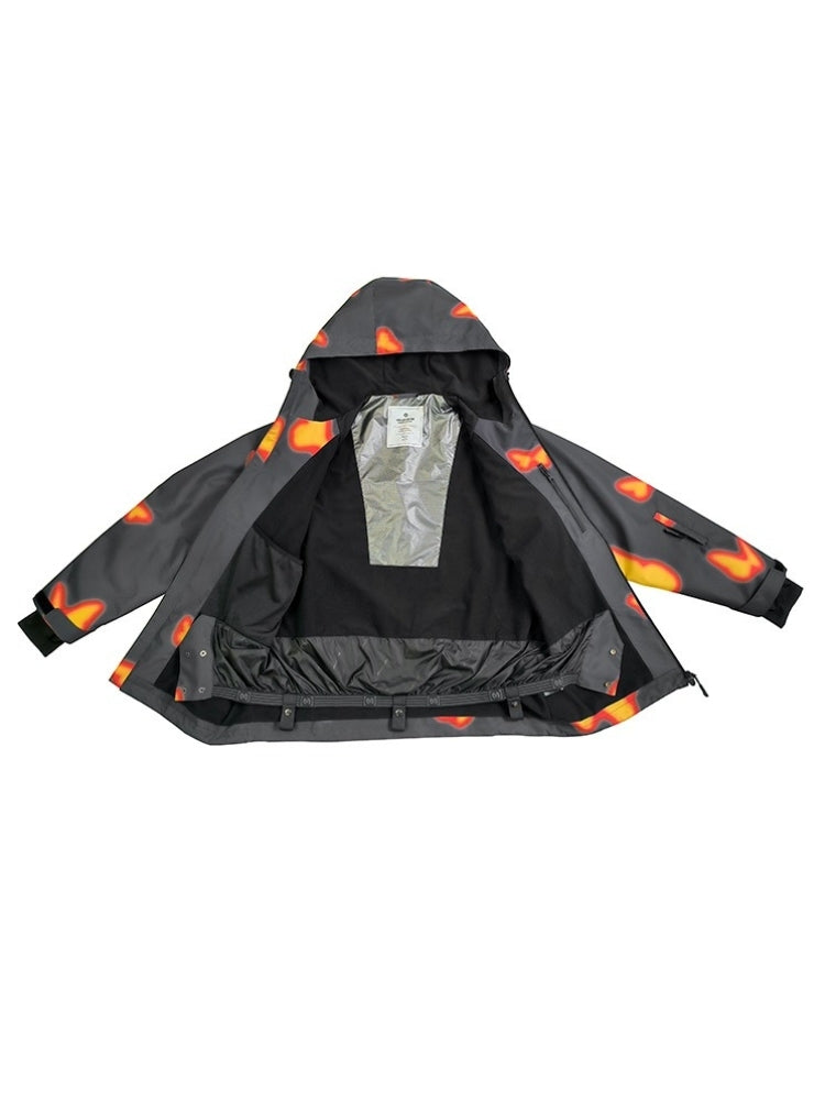 XwXwSeui Men Women Flame Butterfly Hooded Snow Jacket