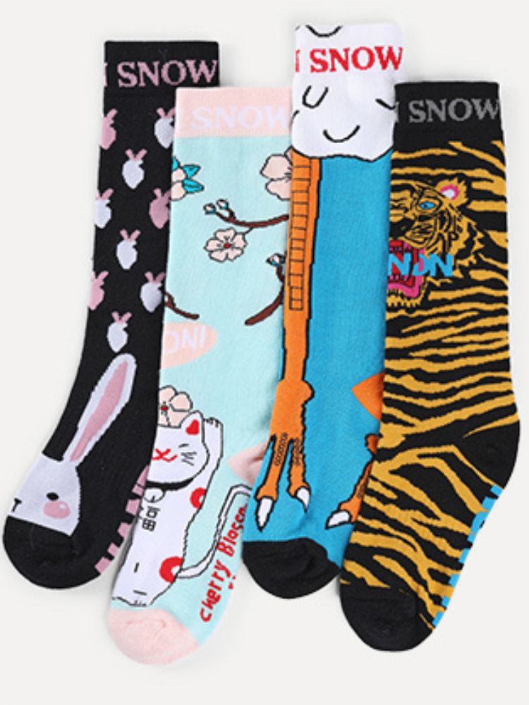 XwXwSeui Kids Insulated Long Pattern Ski Socks