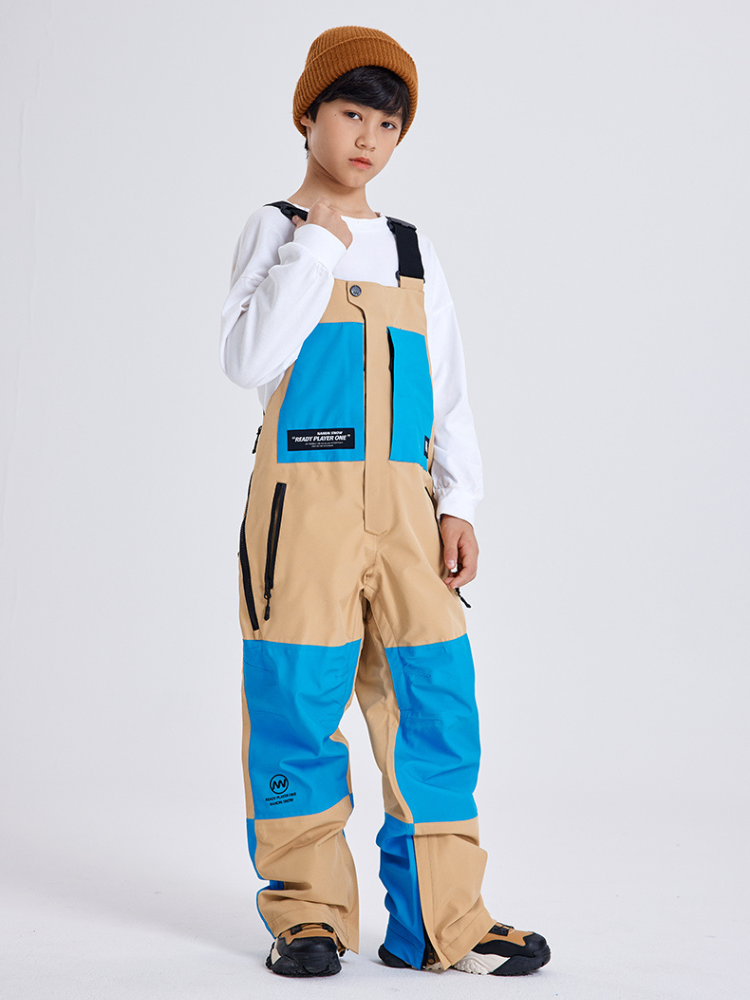 XwXwSeui Kids Colorblock Outdoor Snow Bibs