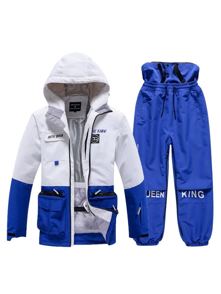 XwXwSeui Men Women Windproof Insulated Snow Suits-Blue Series