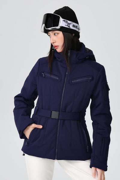 XwXwSeui Mens Womens Insulated Slim Belt Hooded Elasticity Waterproof Ski Jacket