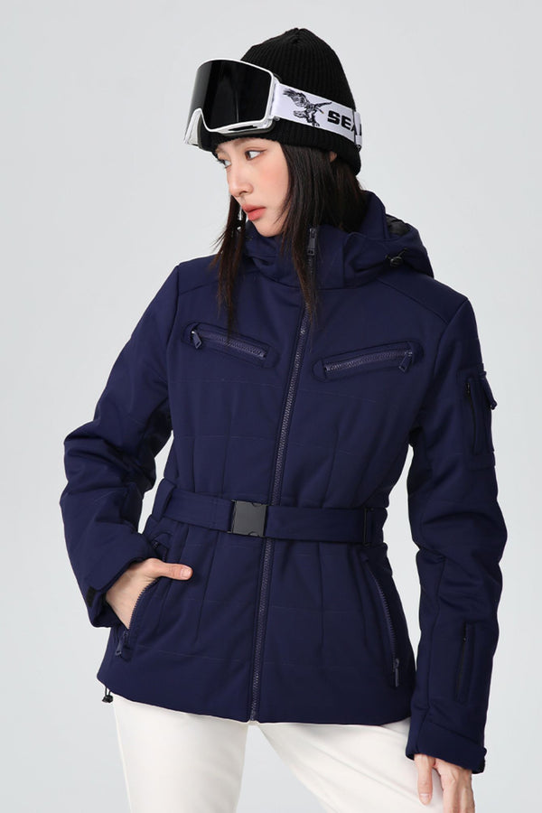 XwXwSeui Mens Womens Insulated Slim Belt Hooded Elasticity Waterproof Ski Jacket