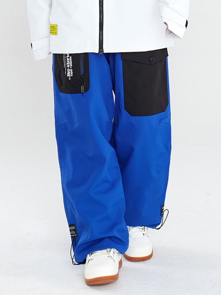 XwXwSeui Men Women Loose Colorblock Ski Pants