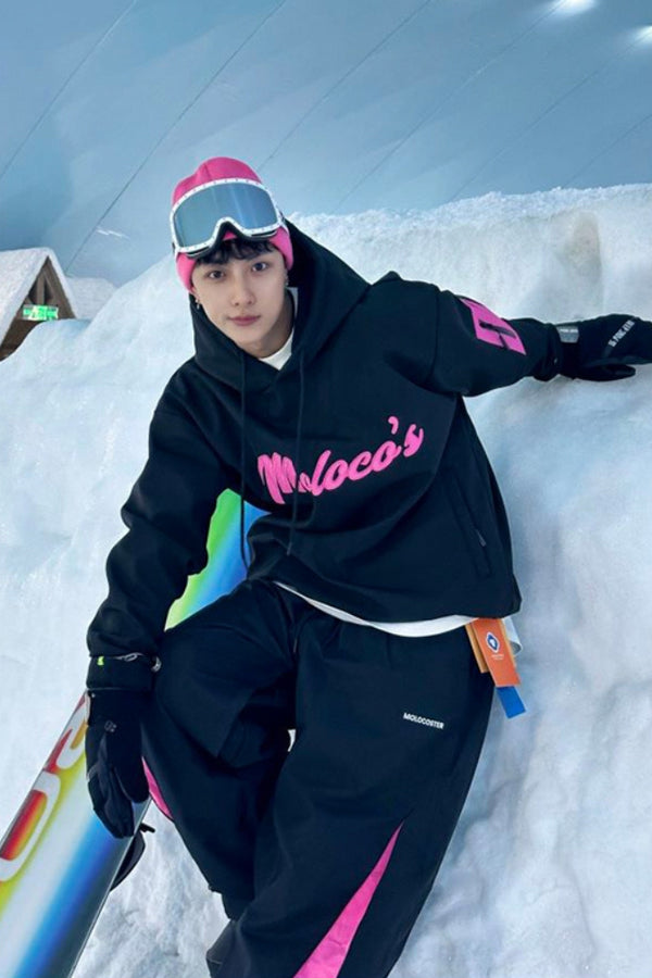 XwXwSeui Men Women Pink Embroidery Loose Ski Sweatshirt