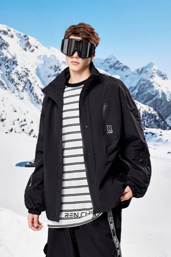 XwXwSeui Men Women Shell Hooded Waterproof Breathproof Solid Snow Jackets