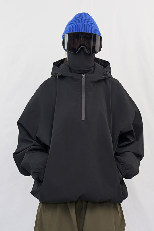 XwXwSeui Men Women Insulated Loose Hooded Outdoor Half-Zipper Snow Hoodie