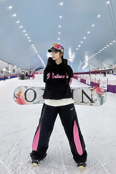 XwXwSeui Men Women Waterproof  Fleeced Baggy Ski Pants