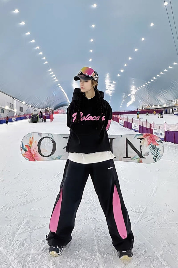 XwXwSeui Men Women Waterproof  Fleeced Baggy Ski Pants