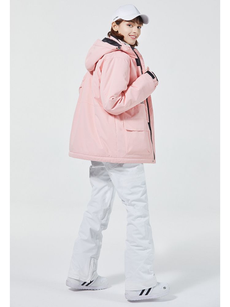 XwXwSeui Women Pink Insulated Snow Jacket