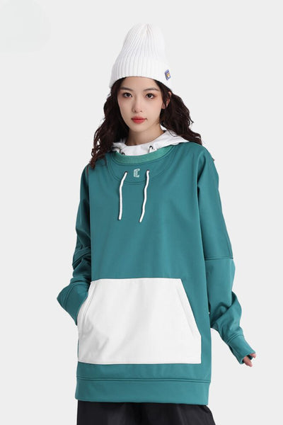XwXwSeui Men Women Colorblock Hooded Ski Sweatshirt