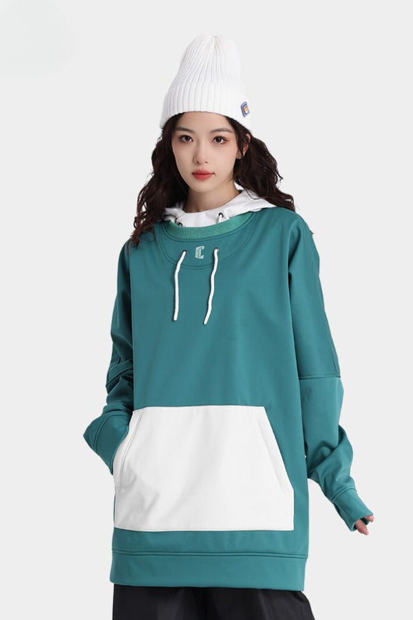 XwXwSeui Men Women Colorblock Hooded Ski Sweatshirt