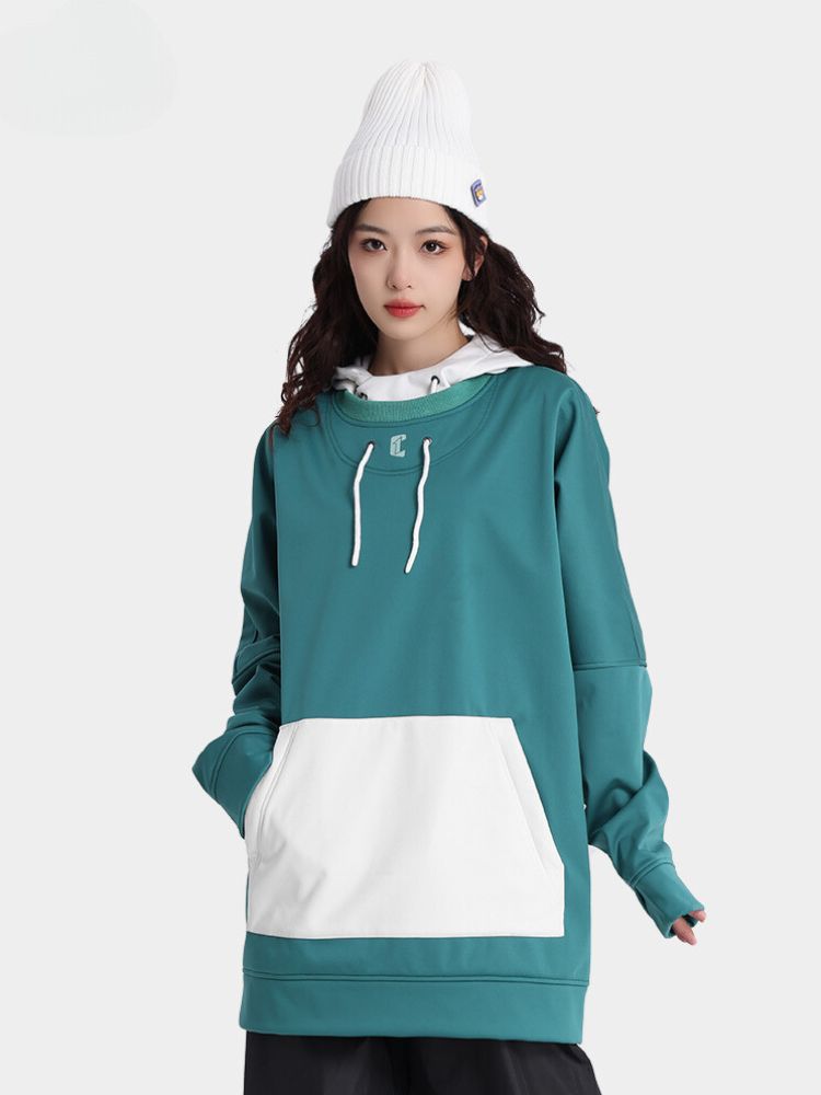 XwXwSeui Men Women Colorblock Hooded Ski Sweatshirt