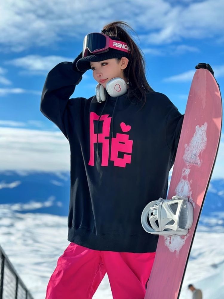 XwXwSeui Women Men Loose Single Board Double Board Are Trendy Ski Suits