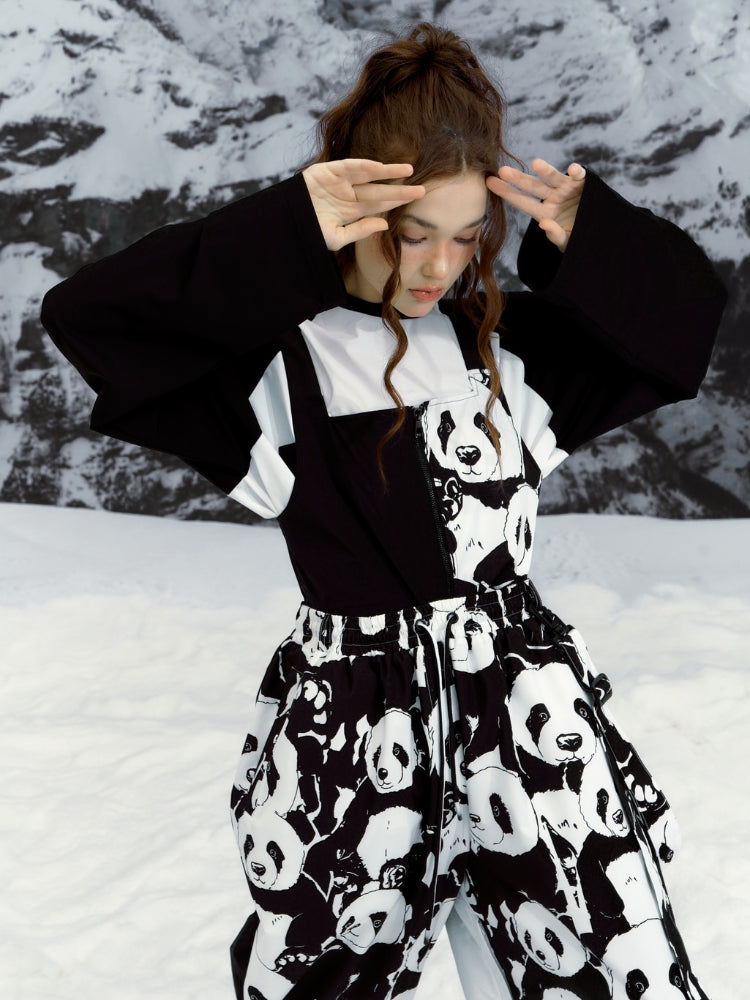 XwXwSeui Men Women Panda Printed Snow Suits