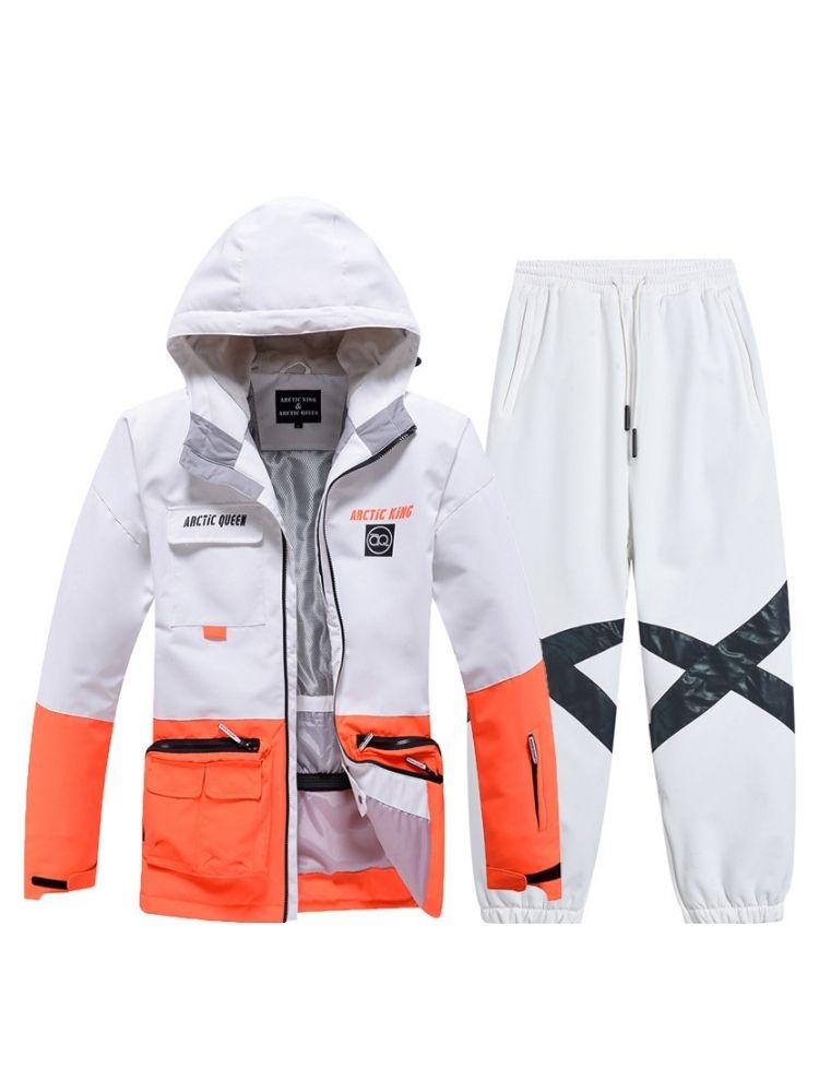 XwXwSeui Men Women Outdoor Insulated Snow Suits-White Series